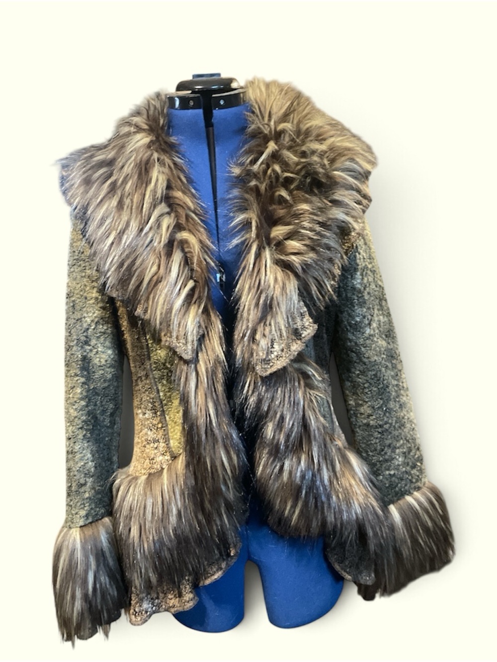 Fabulous sweater coat, faux fur. i cal it a penny lane influenced  jacket.